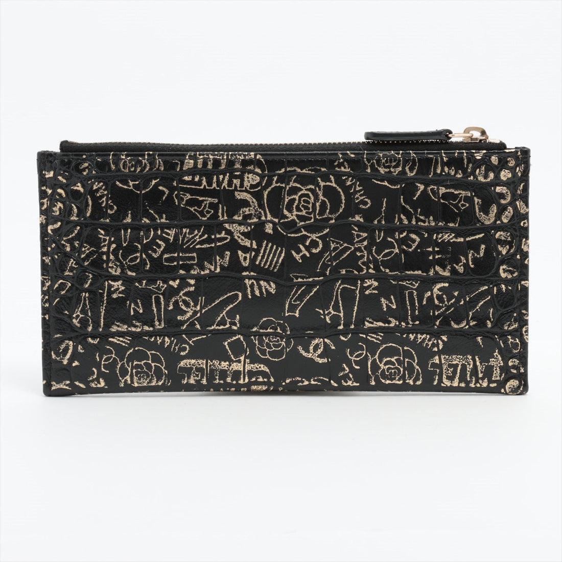 Chanel 2.55 Crocodile Press Coin Case Black Gold  28th