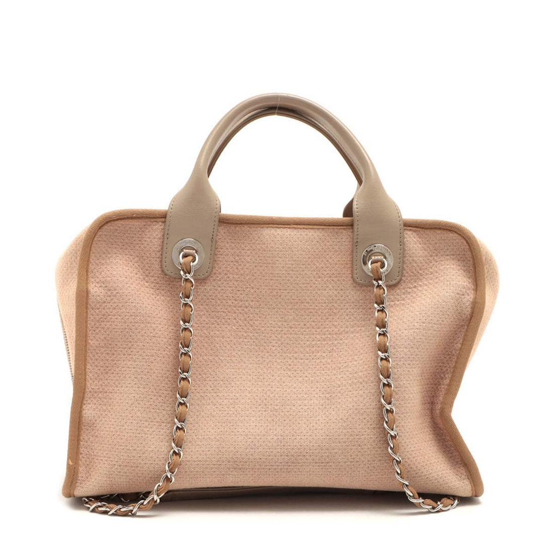 Chanel Deauville Canvas x Leather 2WAY Handbag Beige Silver  20th