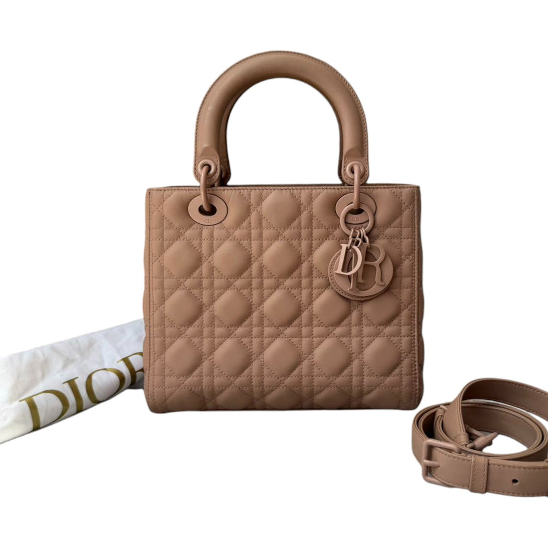 Lady Dior Medium Ultra Matte CalBNkin Beige
