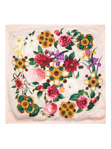 Chanel Camellia Pearl silk scarf