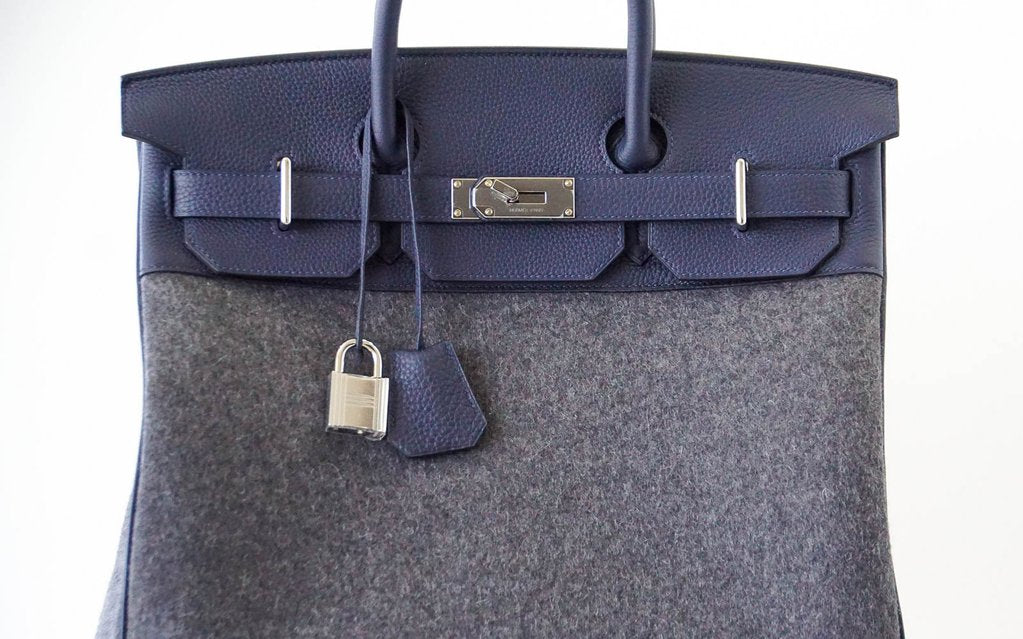 HermÃÂ¨s Birkin 40 HAC Gris Wool Blue Togo PHW Bag