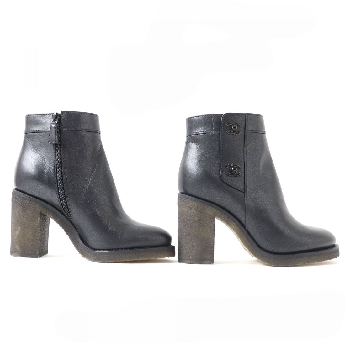Top Quality Chanel Leather Short Boots Black 37C