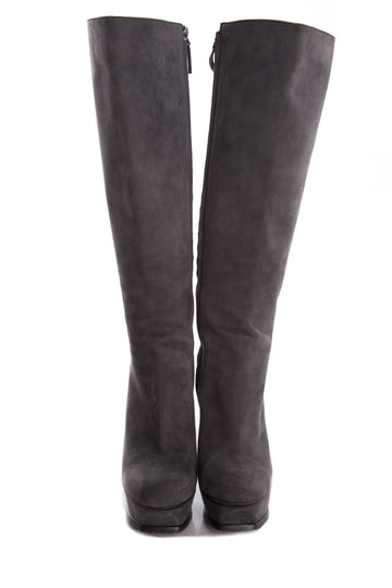 Yves Saint Laurent Grey Suede Knee-High Boots SZ 39