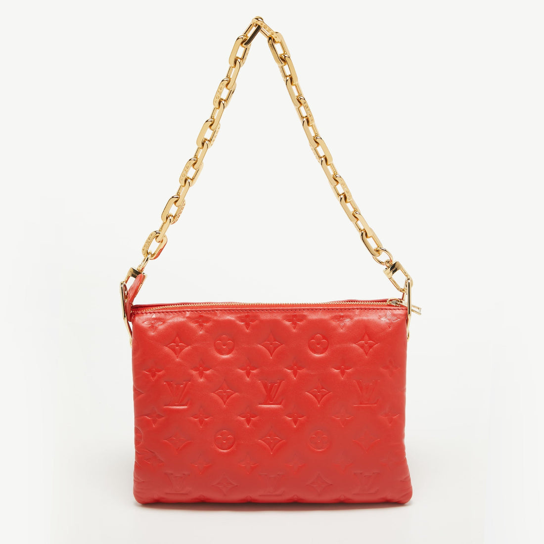 Louis Vuitton Red Monogram Embossed Leather Coussin Pm Bag