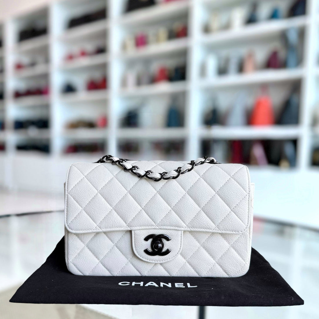 Chanel Classic Flap Mini - Togo/epsom/caviar/clemence/callfskin/cowhide/lambskin 20CM Quilted White Black Hardware Series 24