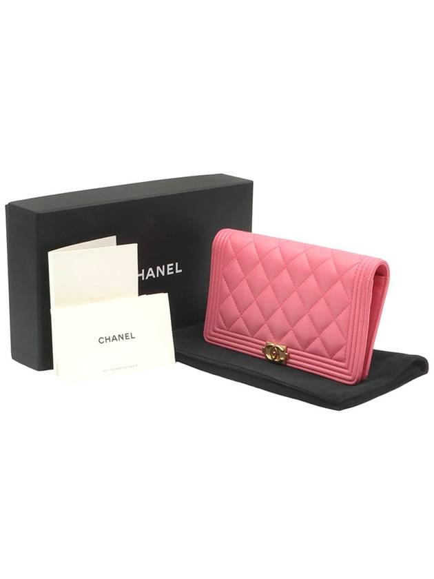 Pink Lambskin Boy Long Flap Wallet 22nd Chanel
