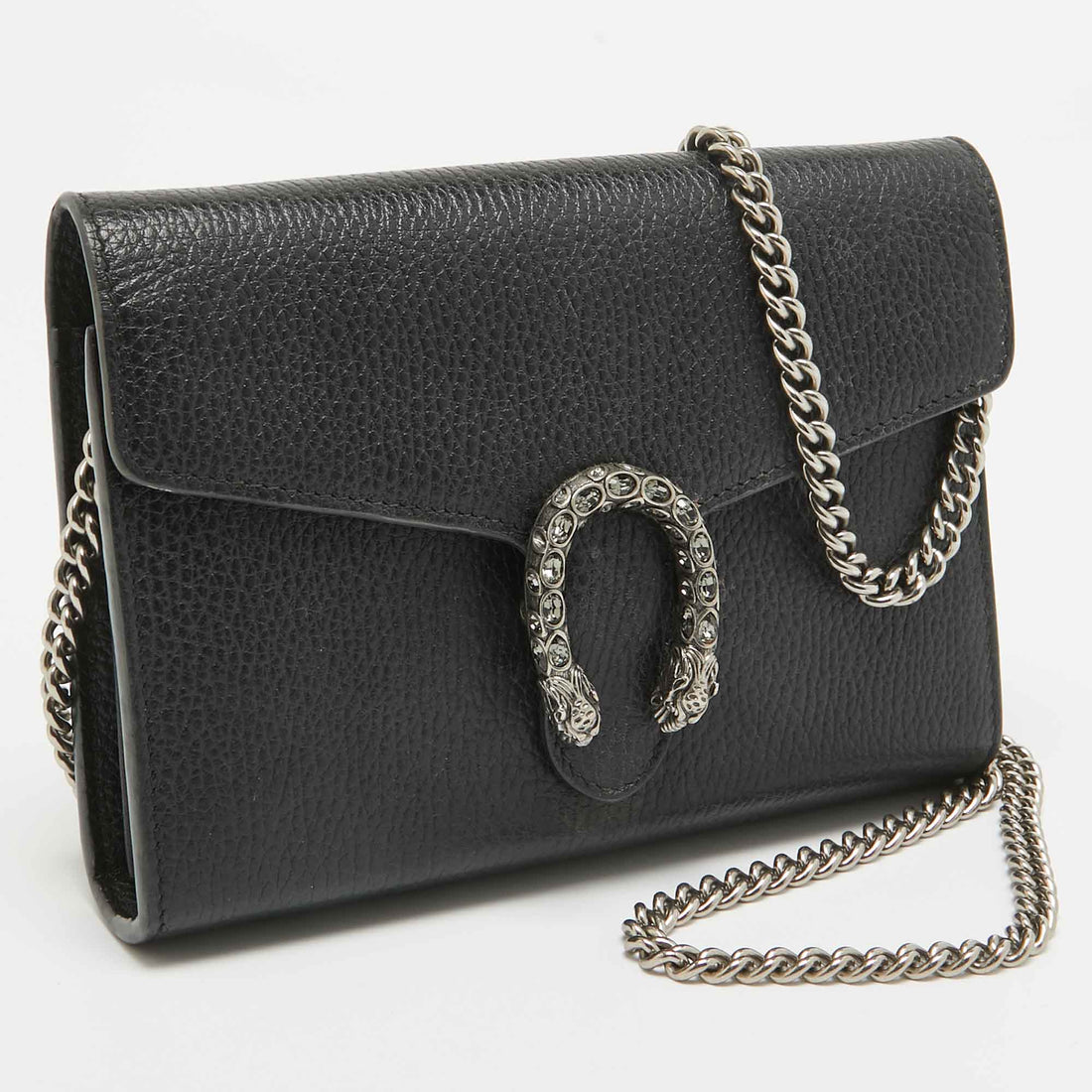 Gucci Black Leather Mini Dionysus Wallet On Chain..