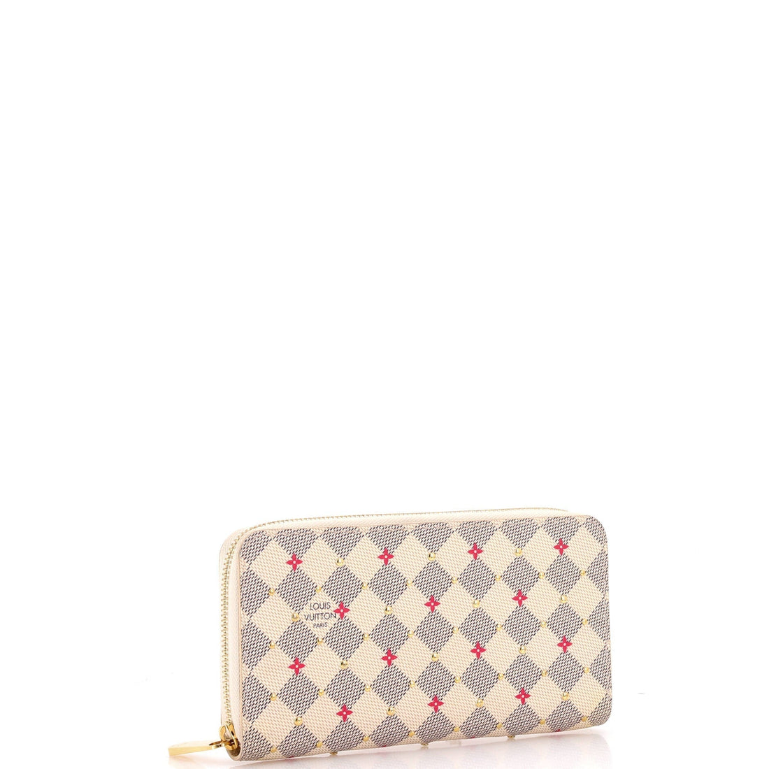 Zippy Wallet Flower Printed Studded Damier