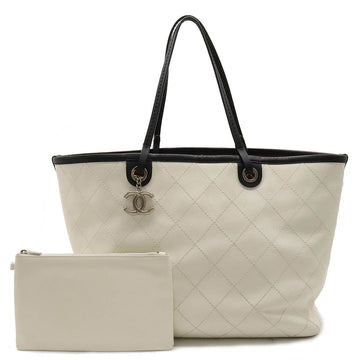 Chanel  Chanel Onza Road Wild Stick Cocono mark  Bag Shell Bag Caviar Skin White Black Charm Furnished with Black Shrimp Blue/Mosaic Quality
