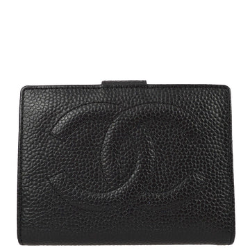 Top Quality Chanel 1996-1997  Black Caviar Bifold Wallet Purse