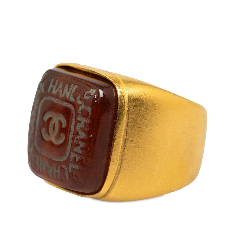 Chanel  Cocono mark square ring gold brown clean makeup ladies Chanel
