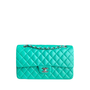 Chanel Classic Flap Medium - 25CM Quilted Lambskin Light Green Silver Hardware Series 16
