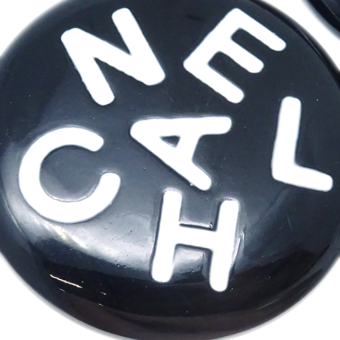 Chanel Button Earrings Clip-On Black Gold 95A