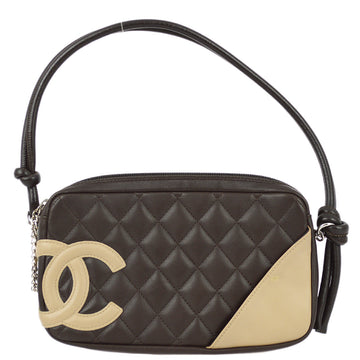 Chanel 2004-2005 Brown Beige Calfskin Cambon Ligne Handbag