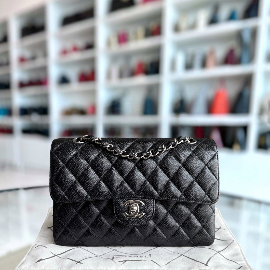 Chanel Classic Flap Small - Togo/epsom/caviar/clemence/callfskin/cowhide/lambskin 23CM Quilted Black Silver Hardware Series 13
