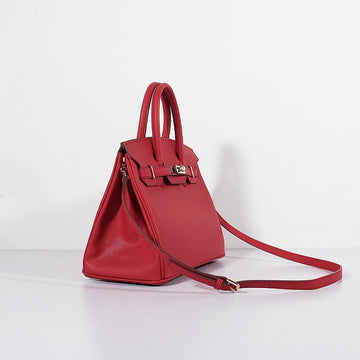 Hermes 30cm Birkin Bag Leather Leather With Strap Red Gold