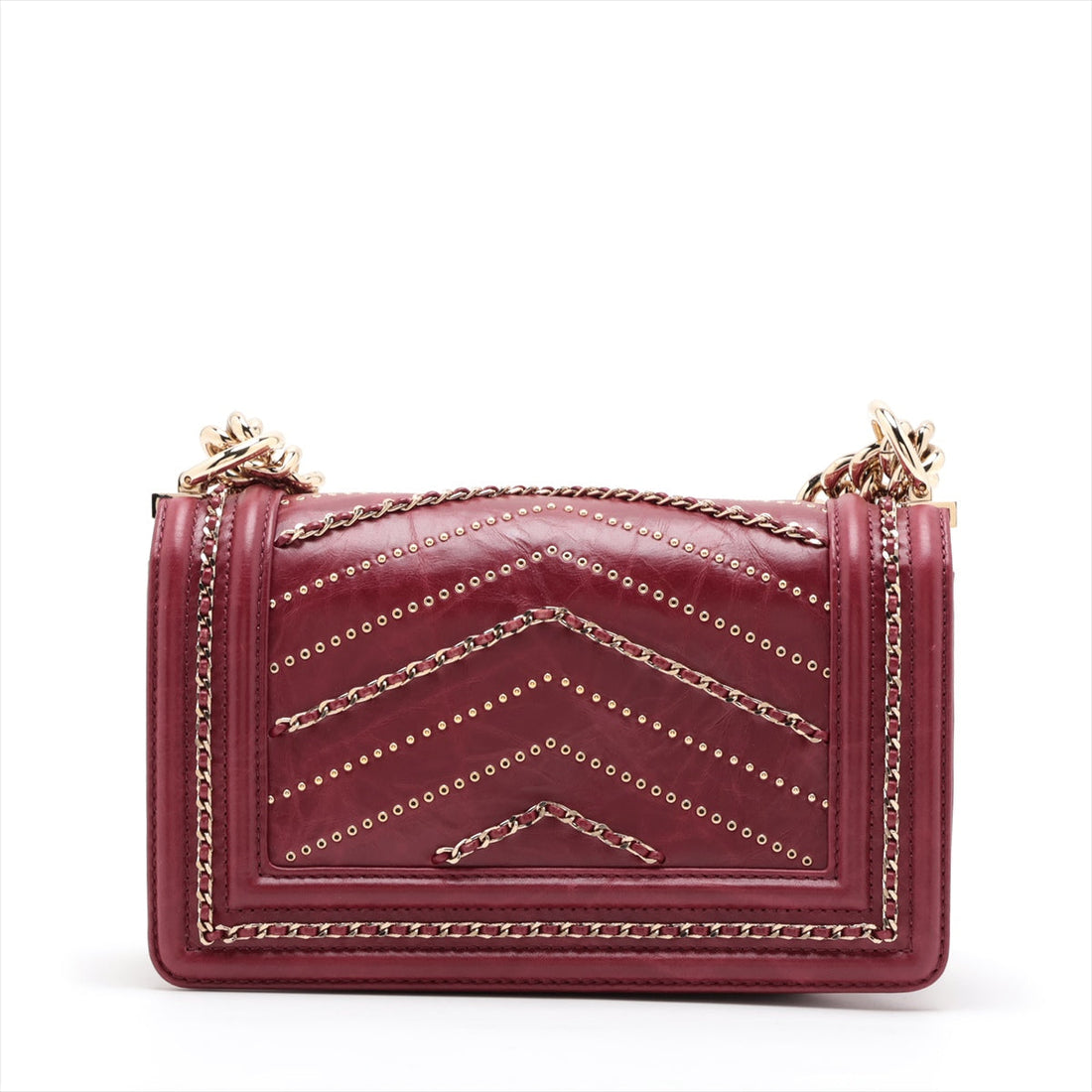 Chanel Mini Boy  Chanel Leather Chain Shoulder Bag V Stick Bordeaux G