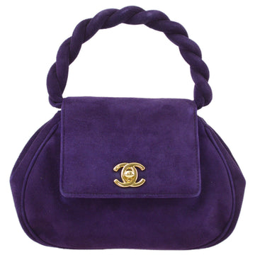 Chanel Purple Suede Top Handle Bag