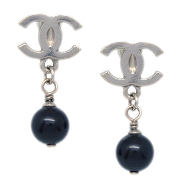 Chanel Piercing Dangle Earrings Silver 10A