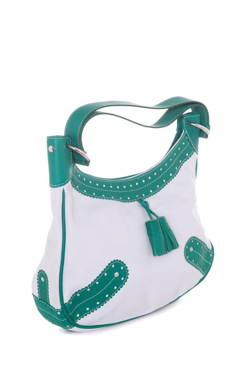 Burberry  White & Green Handbag