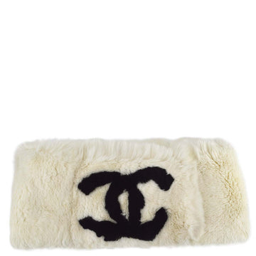 Chanel Fur Shawl Scarf White