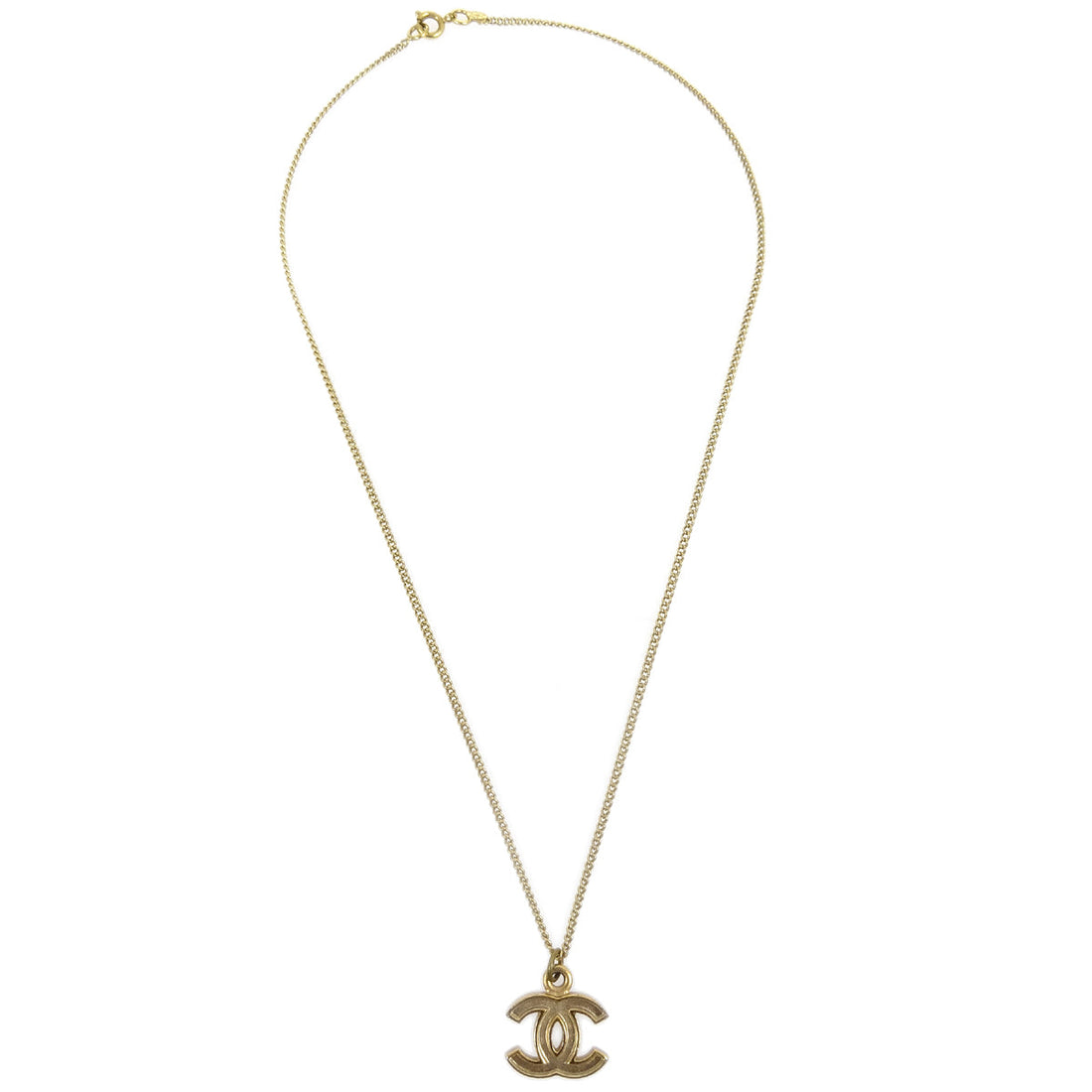 Chanel CC Chain Pendant Necklace Gold 04A