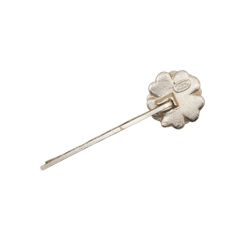 Chanel Cocono mark Flowers Hairpin Silver Pink Metal Lady Chanel