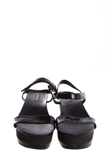 Prada Black  Leather Platform Sandals SZ 39