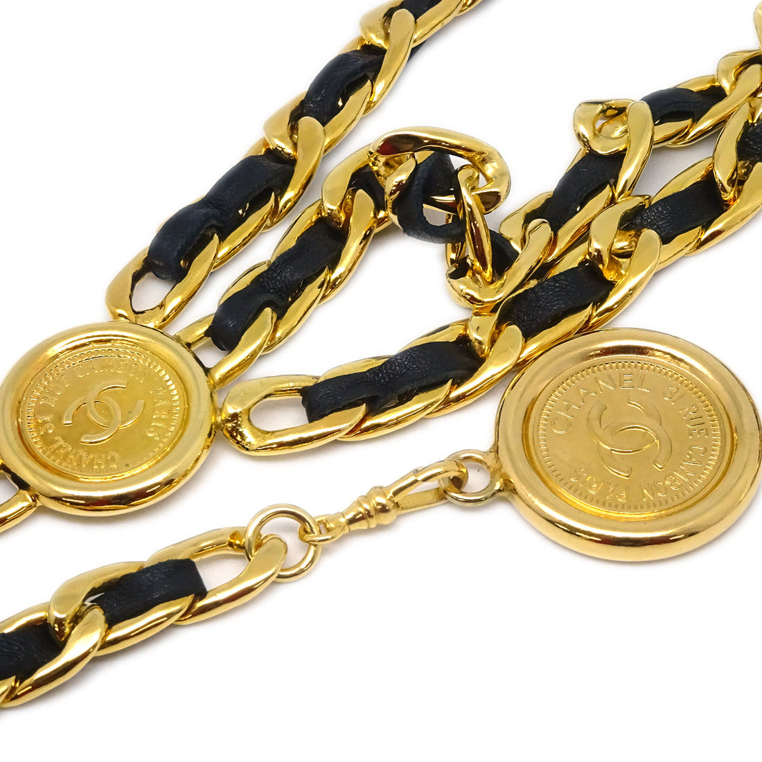 Chanel Medallion Chain Belt Black 94A Small New