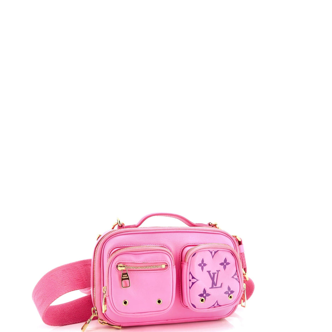 Utility Crossbody Bag Leather with Embossed Monogram Detail