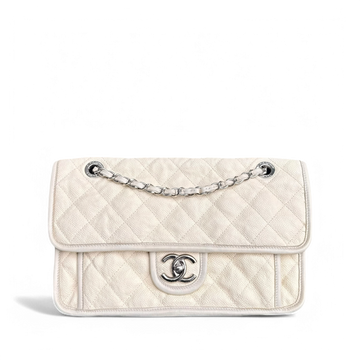 Chanel French Riviera - Togo/epsom/caviar/clemence/callfskin/cowhide/lambskin 29CM Quilted Cream Silver Hardware Series 15