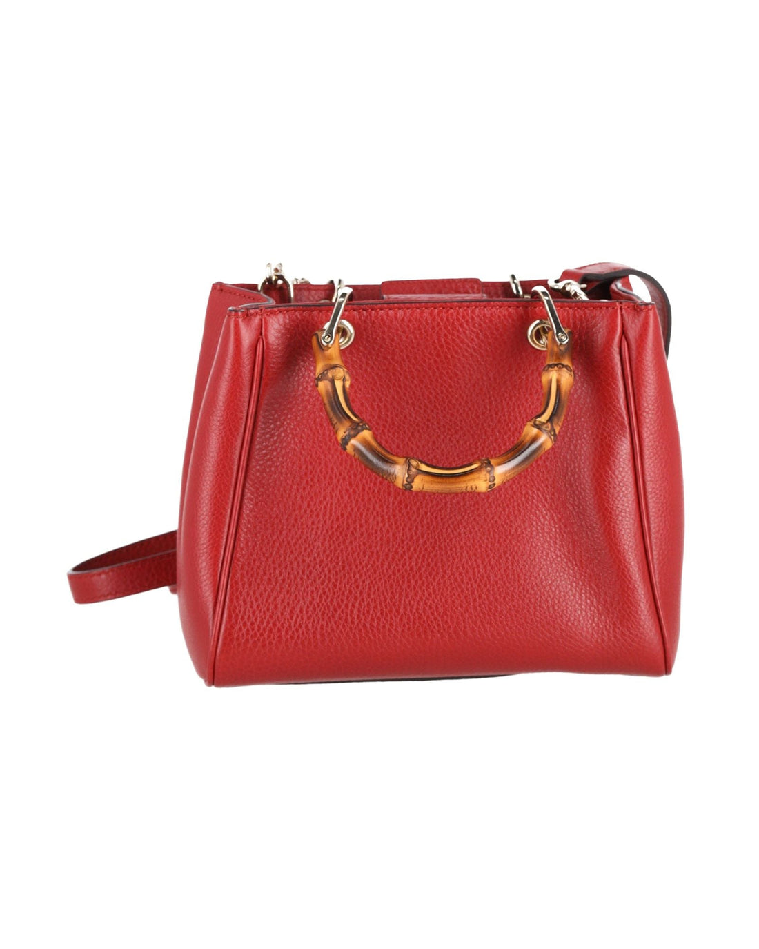 Gucci Mini Bamboo Shopper Tote in Red Calfskin Leather