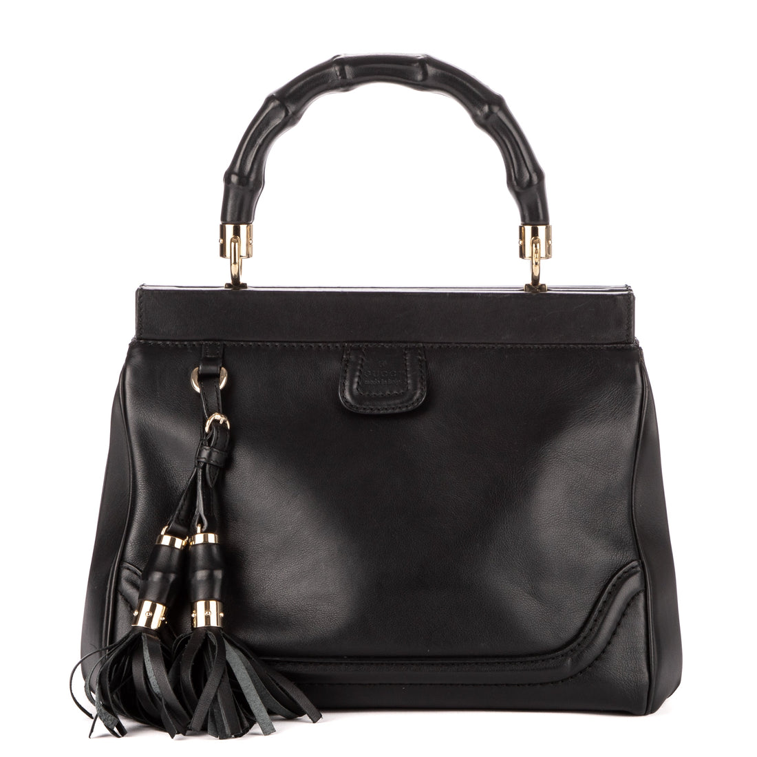 Bamboo Top Handle Tassel Magnetic Lock Bag