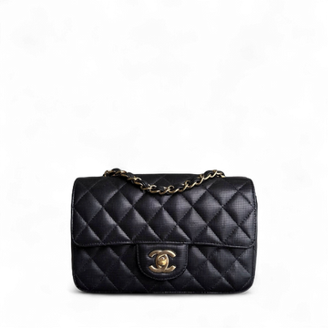 Chanel Classic Flap Mini - Pixelated CalBNkin 20CM Limited Edition Quilted Black Gold Hardware Series 21