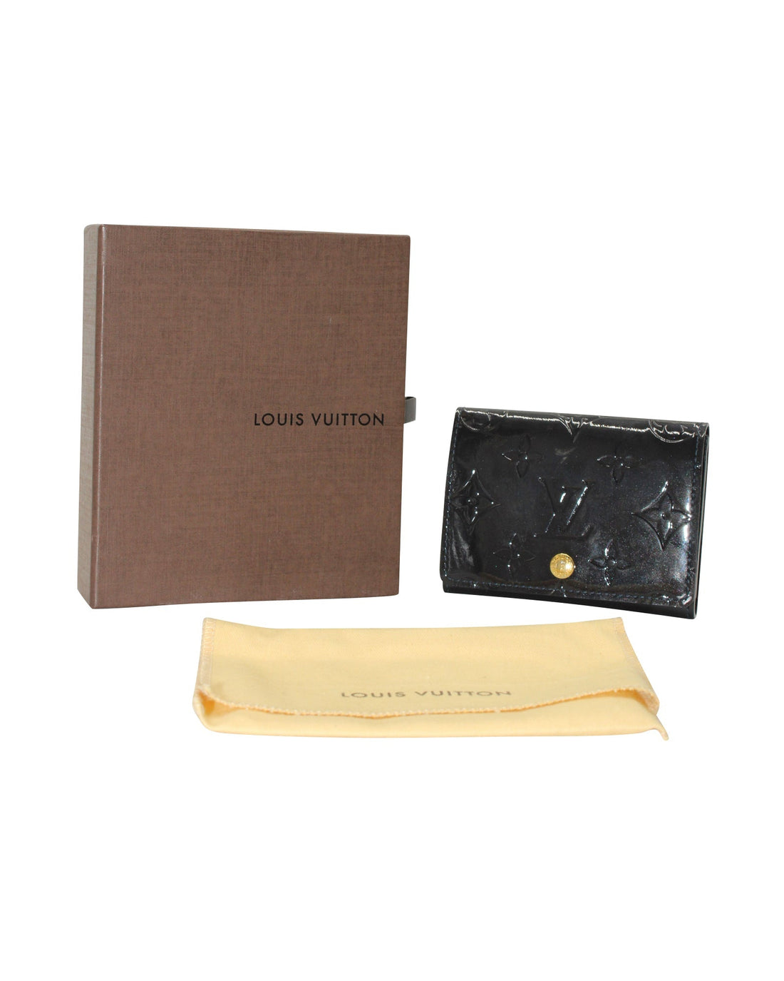 Louis Vuitton Amarante Monogram Business Card Holder in Navy Blue Patent Leather
