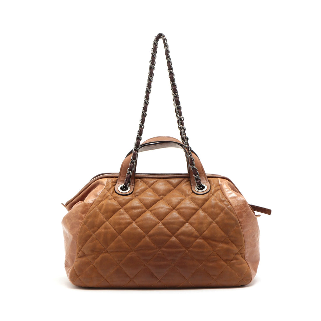 Chanel Matrasse Leather 2WAY Handbag Brown Silver Gold  14th
