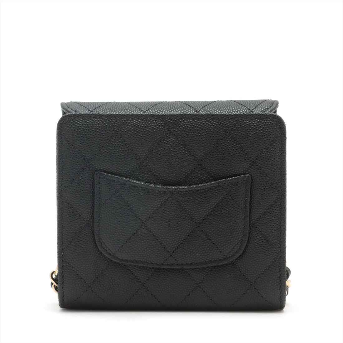 Top Quality Chanel Matrasse Caviar S Chain Wallet Black Gold