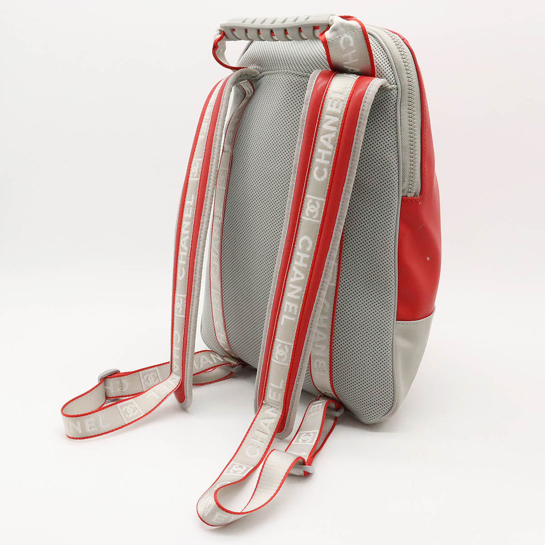 Chanel  Chanel SPORTS LINE COCOno mark BACKPACK RUCKSACH LAVER Mesh RED RED GREY