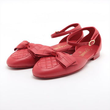 Chanel Coco Leather Strap Pump 35 1/2  Red G38872 Matrasse Ribbon