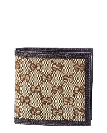 Gucci Replc GG Canvas & Leather Wallet, os, Brown