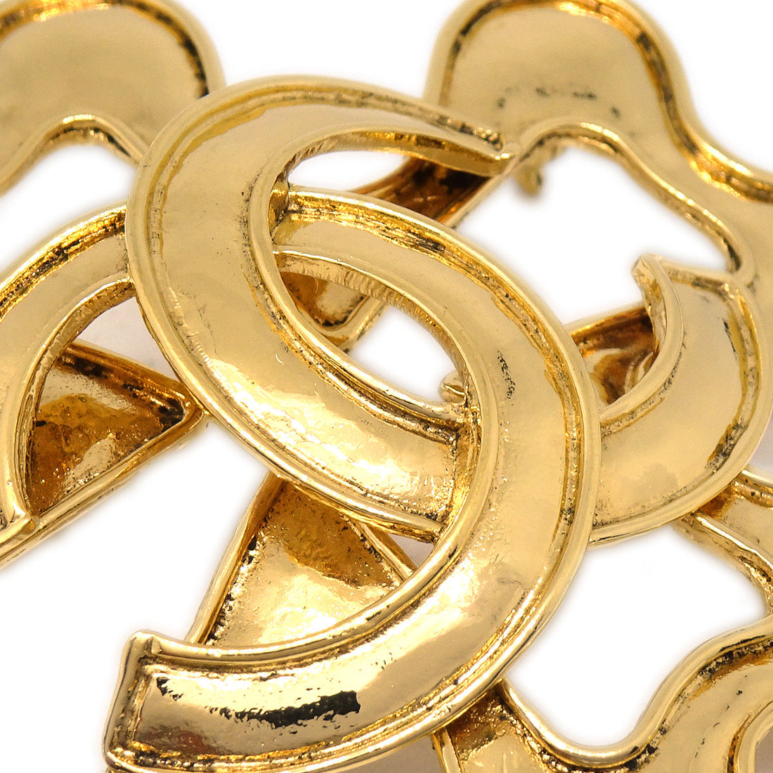 Chanel Clover Brooch Pin Gold 94P