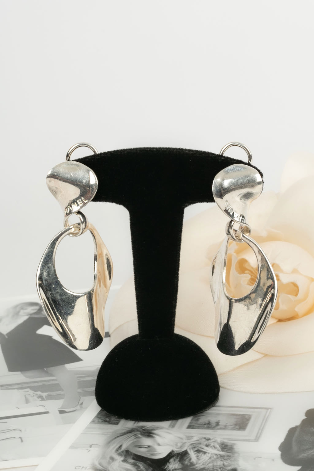 Boucles d'oreilles argent?©es Chanel