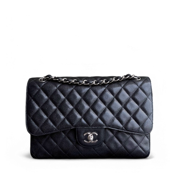 Chanel Classic Flap Jumbo - Double Flap Togo/epsom/caviar/clemence/callfskin/cowhide/lambskin 30CM Quilted Black Silver Hardware Series 15