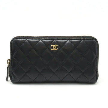 Chanel MATRACE COCOno mark ROUNDFASNER Long Wallet Leather Black Black Gold  A50097