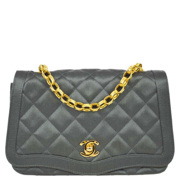 Chanel 1989-1991 Gray Satin Single Flap Shoulder Bag
