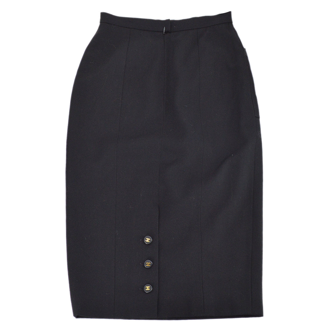 Chanel Long Skirt Black 95A #38