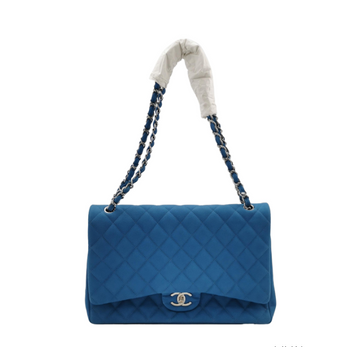 Preloved Chanel Classic Flap CF  Bag Maxi Blue 24061878753329
