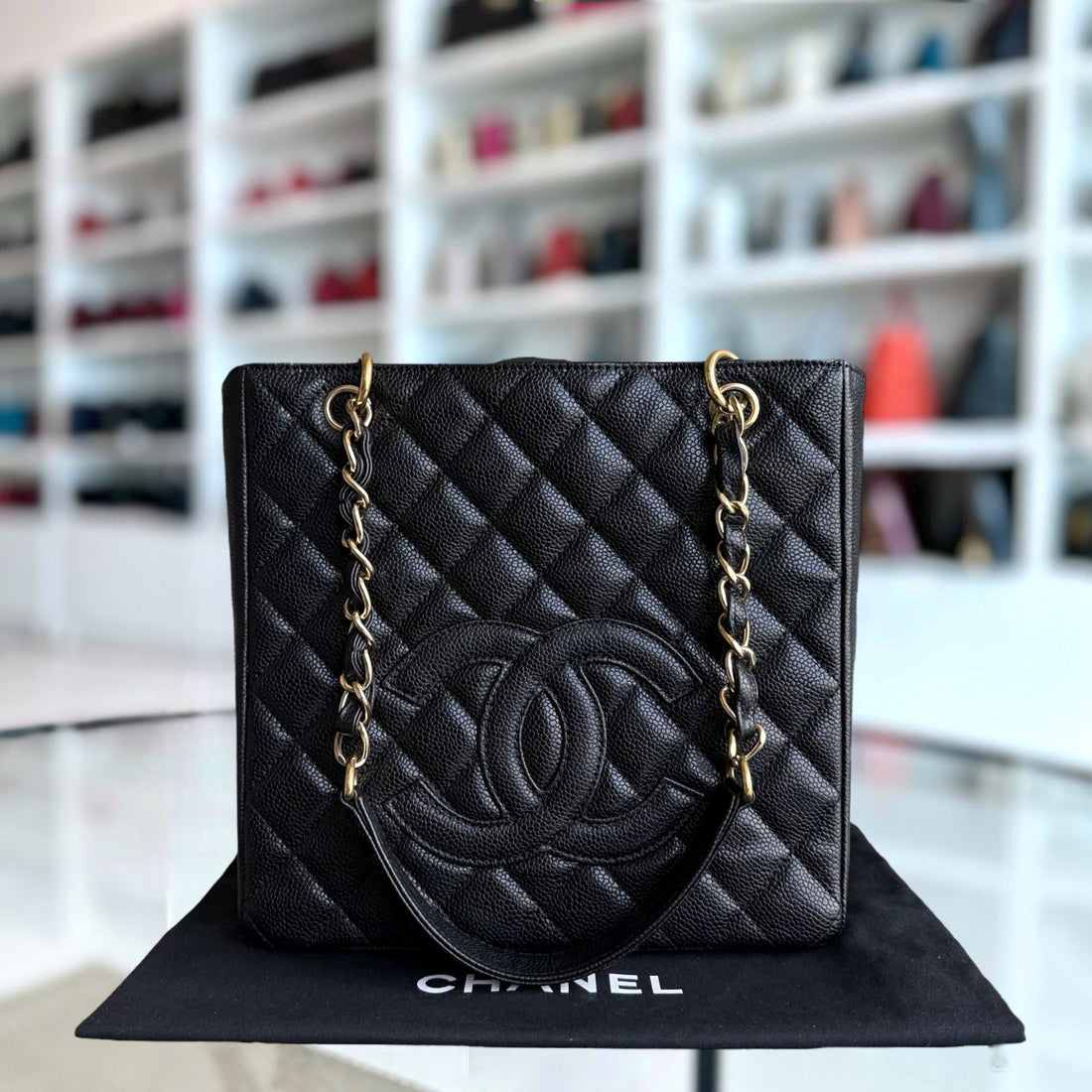 Chanel PST Petite Shopping Tote - Togo/epsom/caviar/clemence/callfskin/cowhide/lambskin Quilted Black Gold Hardware Series 12