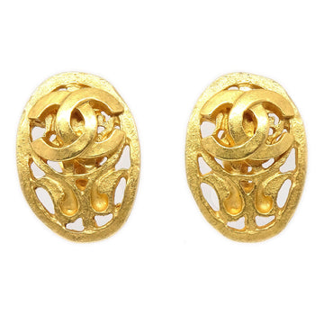 Chanel Oval Earrings Gold Clip-On 95A