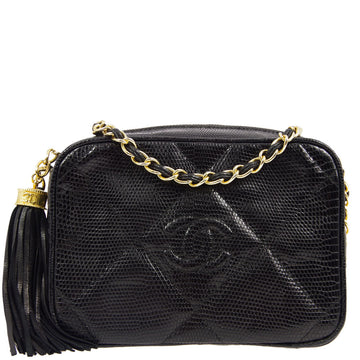 Chanel * 1986-1988 Black Lizard Mini Camera Bag